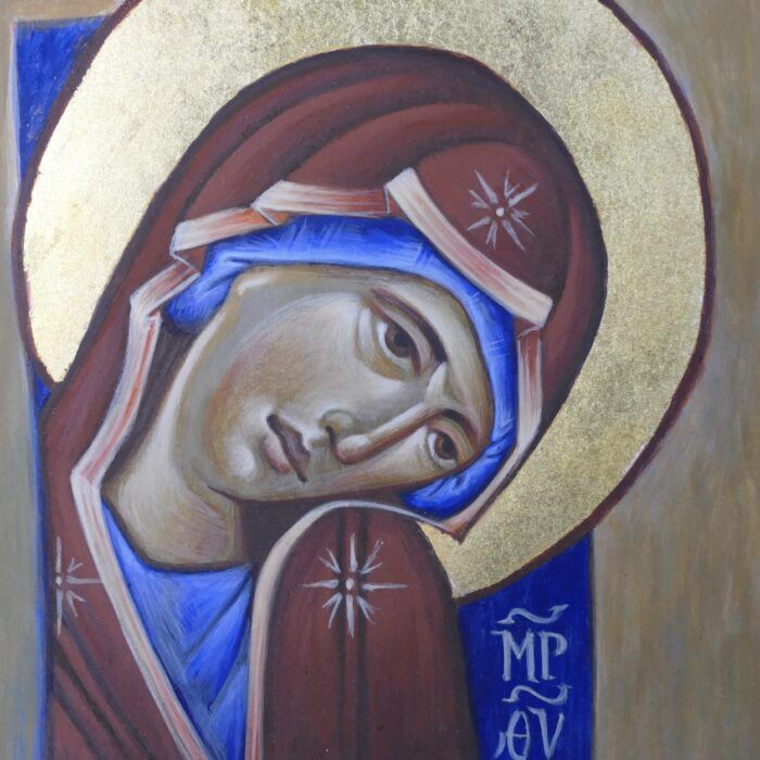 Icon painting is a process of creating religious images. This is an icon of Mother of God.